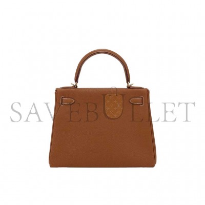 HERMÈS KELLY 28 GOLD BROWN GOLD TOGO GOLD BUCKLE (28*22*10cm) 